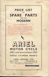Ariel 1952 Spares lis front page